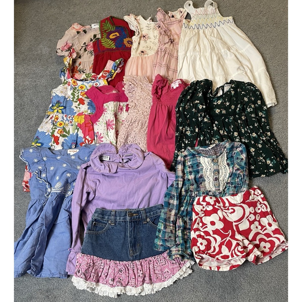 Lot Of 15 Girls Outfit Sz 4-5T  Dresses Skirt Shorts Tops Party Casual Everyday
